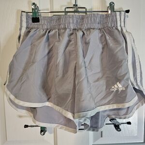 Adidas Gray/Silver Athletic Running Shorts Prime Green Women's Sz S 3"